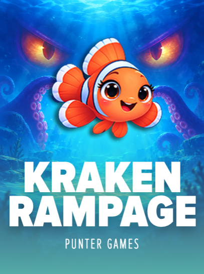 Kraken Rampage by Punter Games: an orange fish beneath glowing Kraken eyes, with the game title